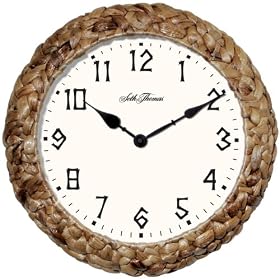 Seth Thomas South Hampton White Dial Natural Woven Material Case with Wall Clock