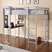 Abode Full Size Loft Bed with Black Desk and Shelves in Silver