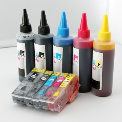 iEagle Brand -Set of Refillable ink cartridges and an Extra set of high quality refill ink bottles(100ml per color, total 500ml) T273 273XL For Epson Expression Premium XP-600, XP-700 XP-800