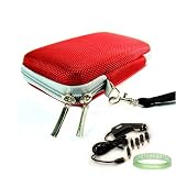 Garmin Nuvi GPS Models Size 4.3 RED Hard Shell Cube Garmin Accessories Carrying Case for All Garmin Models + Garmin GPS 4.3 universal Car Charger Adapter + Live*Laugh*Love Wristband!!!