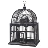18" Elaborate Black & Gold Decorative Wooden Birdcage