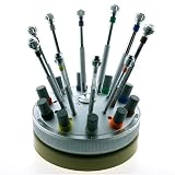 Profesional Mini Screwdriver Set of 10 Assortment with Heavy Metal Base with Extra Blades Swiss Made