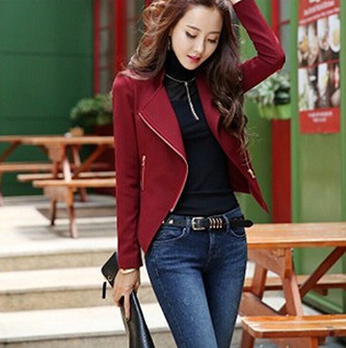 ライダースジャケット ブルゾン ライダースブルゾン カラー　ジップ　ジャケット　オシャレ　大きいサイズ　スリム レッド (オリジナル・ブレスレットとサシェセット)