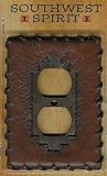 Faux LEATHER brown OUTLET COVER metal home decor