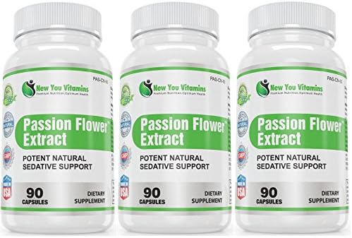 Passion Flower Supplement Potent Natural Sedative Support Passion Flower Herb Extract 900mg 270 Passion Flower Capsules Capsules 3 Bottles