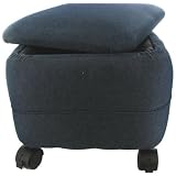 Denim Rolling 14x12 Storage Ottoman