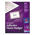 Avery 5095 Self-adhesive laser/ink jet name badge labels, 2-1/3x3-3/8, red border, 400/box