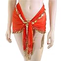 Single-Row Bellydance Coin Hip Scarf with hand crocheted detail, beads, and belly dance coins - Available in Black, Red, or Purple