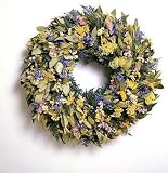NEW Fragrant 18 Round OREGON MYRTLE With FLOWERS Bracken Fern ACHILLEA Nigella Oriental WREATH