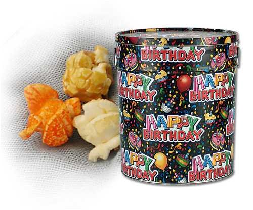 6.5 Gallon Caramel Popcorn with Spanish Peanuts Tin - Birthday Wishes by Catoctin Kettle Korn