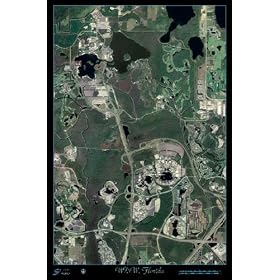 Walt Disney World, Florida satellite/aireal photo print/poster map: 24"x36" Glossy print