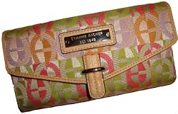 Etienne Aigner Checkbook Wallet Tab Clutch Geo Logo Personal Assets Multi Colored