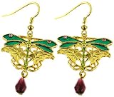 Goldtone Art Nouveau Dragonfly Dangle Earrings