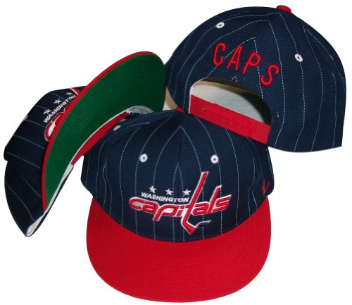 Washington Capitals Two Tone Pinstripe Snapback Adjustable Plastic Snap Back Hat / Cap