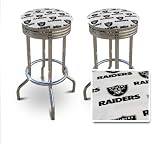 2 Oakland Raiders Football themed 29'' Specialty Chrome Barstools Bar Stools