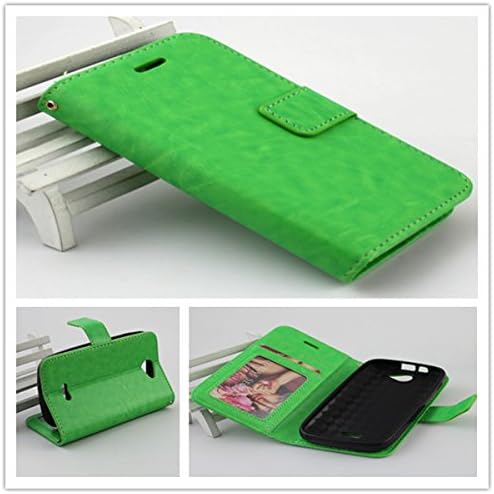 For BLU Advance 4.0 A270a / A272 PERFECT FIT Luxury Leather Flip Wallet Case Cover Pocket Book with ID Showing Window (BLU Advance 4.0 A270A Green)