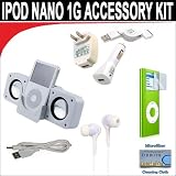 Buy 8 pc. Accessory kit for iPod Nano 1g. Includes White portable stereo speaker w cable 3-in-1... 