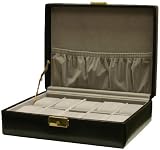 Watch Box Storage Case Leather For 10 Watches With Lined Pocket