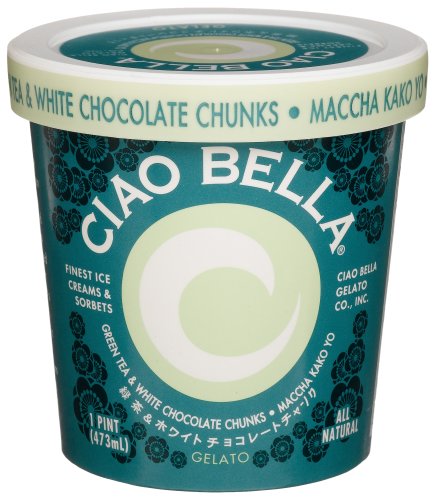 Ciao Bella Green Tea White Chocolate Chip, 16-Ounce Cup (Pack of 4) by Ice Cream Cakes