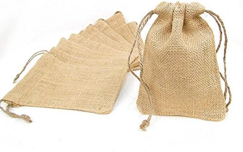 Burlap Drawstring Party or Wedding Favor Bag 5x7 - Set of 10 by Jubilee Creative Studio