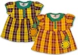(フルーツファーム)FRUITS FARM 【FRUITS FARM】 パイナップル アップリケ チェック柄 チュニック風 半そでTシャツ 80cm/90cm/95cm/100cm 95 イエロー