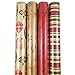 JAM Paper Premium Wrapping Paper Christmas Design Set - 180 sq ft. - Antique Xmas- 4/pack