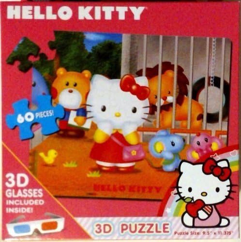 Hello Kitty 60 Piece Jigsaw 3D Puzzle - Zoo Includes 3D Glasses