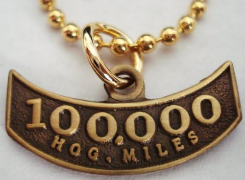 Harley Davidson HOG Motorcycle Mileage Rocker 100K 100000 Miles Replica Pendant Necklace w/ball chain
