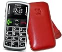 Original Suncase Tasche fuer / Emporia Talk Comfort / Leder Etui Handytasche Ledertasche Schutzhuelle Case Huelle - Lasche mit Rueckzugfunktion* In Rot