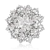 Xmas White Swarovski Elements Crystals Snowflake Brooch Pin Pendant – Silver Tone – Gift Boxed thumbnail