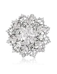 Christmas Gift - White Swarovski Elements Crystals Snowflake Brooch And Pendant - White Gold Plated - Silver Tone - Flower - Star - Leaf - Gift Present For Her - Gift Boxed