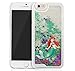 iPhone 6 & 6S Case, GREEN ARIEL MERMAID Luxury Bling Waterfall Sparkle Hard Protective Cover with Liquid Infused with Floating Glitter and Stars and FREE TEMPERED GLASS