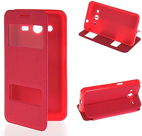 MICNOKEYA [Hot Pink] View Window Ultra Thin Flip Cover Folio Case for Samsung Galaxy Core II Dual SIM SM-G355H G355H
