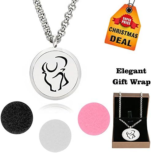 (Taurus) Essential Oil Diffuser Necklace Elegant Hypo-Allergenic 316L Surgical Grade Stainless Steel Locket Pendant Jewelry For Aromatherapy