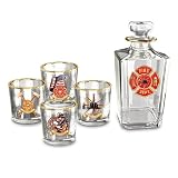 The Firefighter Whiskey Decanter Bar Set by The Bradford Exchange