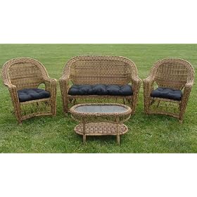 Saratoga 4-Piece Resin Wicker Patio Set - Cappuccino