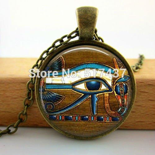 Pretty Lee 2015 New Fashion Glass Dome Necklace Vintage Eye Of Horus Necklace Egytian Black Jewelry Glass Picture Pendant