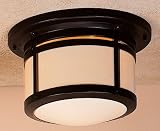 Arroyo Craftsman BCM-12-BK Satin Black Berkeley Craftsman / Mission Flushmount Ceiling Fixture from the Berkeley Collection