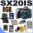 Canon PowerShot SX20IS 12.1MP Digital Camera w/ 20x Optical IS Zoom 8GB BigVALUEInc Accessory Saver NiMH Bundle