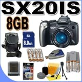 Canon PowerShot SX20IS 12.1MP Digital Camera w/ 20x Optical IS Zoom 8GB BigVALUEInc Accessory Saver NiMH Bundle