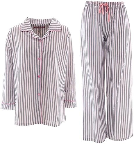 Love Lounge Wear Women's Valentine's Day Gray Striped Coat-style Pajamas