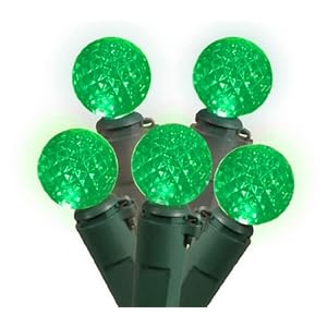Set of 50 Green LED G12 Berry Fashion Glow Christmas Lights - Green Wire