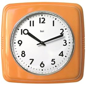 Bai Design BAI.750.OR Cubist Retro Modern Wall Clock in Orange