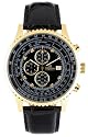 Burgmeister Savannah BM320-222 Herren Chronograph gold schwarzes Zifferblatt mit 8 Diamanten Datum/Tag/Monat schwarzes Lederarmband