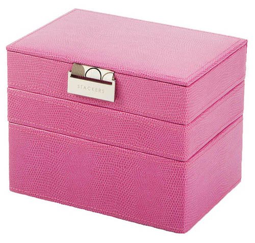 Pink mini Stackers Jewelry Box Storage for Charms Beads Earrings Chains Box Set of all 3 Trays