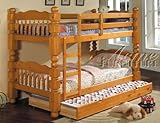 IMAGE OF Twin Size Bunk Bed with Trundle Bed Honey Oak Finish