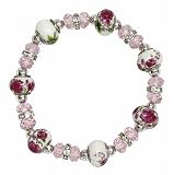 Pink Bead with Multi Colors Stretch Bracelet Fashion Jewelry