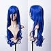 Cosplayland C693 - 70cm perruque longue bouclée Wig turchese bleu