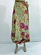 Women Boho Wrap Skirt Printed Reversible Multi Wear Silk Sari Skirt
