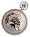 Silver coloured mechanical skeleton pocket watch with sun and moon and dual time zone features